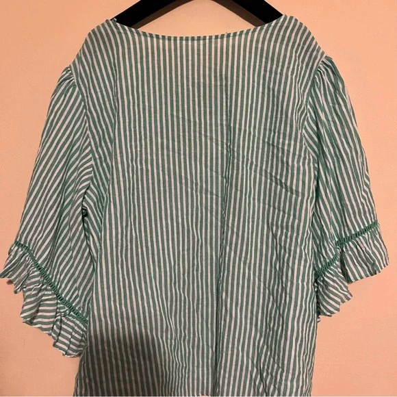 LC Lauren Conrad Plus Size Seersucker Flounce Blouse - Picture 8 of 11